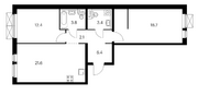 ЖК «Кантемировская 11», планировка 2-комнатной квартиры, 69.80 м²