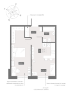 Апарт-отель «Zoom Черная речка», планировка 1-комнатной квартиры, 39.79 м²