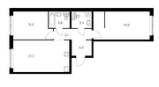 ЖК «Кантемировская 11», планировка 2-комнатной квартиры, 68.00 м²
