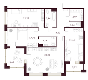 ЖК «Familia», планировка 3-комнатной квартиры, 129.00 м²