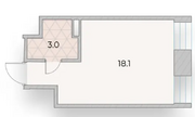 Апарт-отель «UNO», планировка студии, 21.10 м²