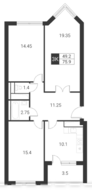 ЖК «Квартал Гальчино», планировка 3-комнатной квартиры, 75.90 м²