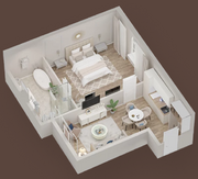 Апарт-комплекс «Особняк Shuvaloff», планировка 1-комнатной квартиры, 36.65 м²