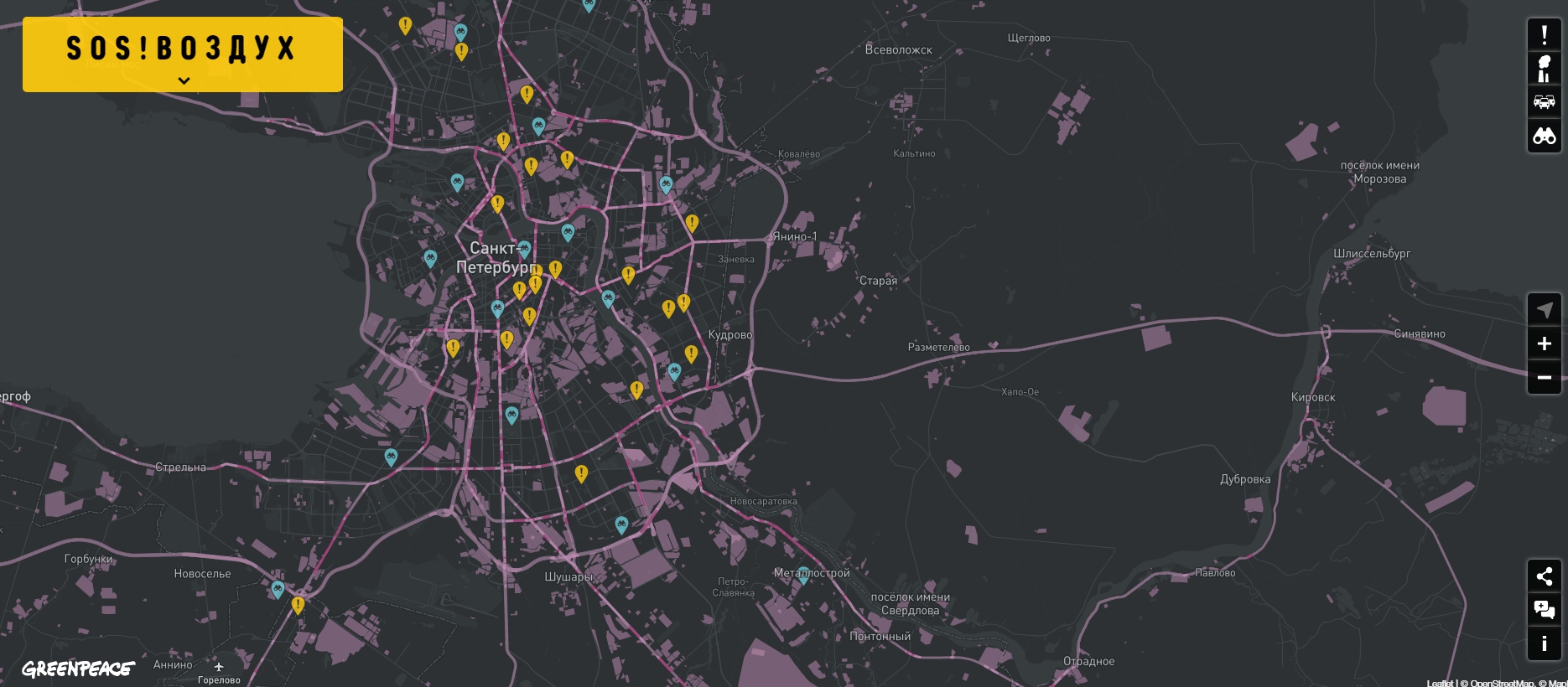 Санкт петербург карта загрязнения воздуха