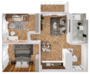 ЖК «Браун Хаус», планировка 2-комнатной квартиры, 53.00 м²