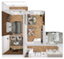 ЖК «Браун Хаус», планировка 1-комнатной квартиры, 40.20 м²