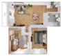 ЖК «Браун Хаус», планировка 2-комнатной квартиры, 50.90 м²