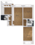 ЖК «Цивилизация», планировка 3-комнатной квартиры, 69.90 м²