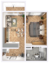 ЖК «Браун Хаус», планировка 1-комнатной квартиры, 33.90 м²