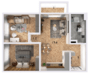 ЖК «Браун Хаус», планировка 2-комнатной квартиры, 53.00 м²