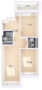 МФК «Равновесие», планировка 3-комнатной квартиры, 61.30 м²