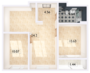 ЖК «Этала», планировка 2-комнатной квартиры, 56.54 м²