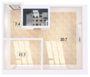 ЖК «Шкиперский 19», планировка 1-комнатной квартиры, 42.80 м²