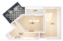 ЖК «Жукова 18», планировка 1-комнатной квартиры, 43.30 м²