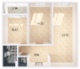 ЖК «Графика», планировка 2-комнатной квартиры, 65.38 м²