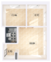 ЖК «GloraX Балтийская», планировка 2-комнатной квартиры, 46.17 м²