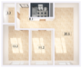 ЖК «Сердце Одинцово», планировка 2-комнатной квартиры, 62.20 м²