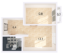 ЖК «Барклая 6», планировка 1-комнатной квартиры, 35.30 м²