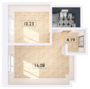 ЖК «Новые Лаврики», планировка 2-комнатной квартиры, 34.41 м²