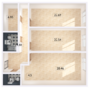 МФК «Тринити-2», планировка 3-комнатной квартиры, 99.40 м²