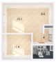 ЖК «Руставели 14», планировка 2-комнатной квартиры, 40.90 м²