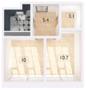 ЖК «Квартал на воде», планировка 1-комнатной квартиры, 32.70 м²