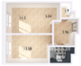 ЖК «Заречье Парк», планировка 2-комнатной квартиры, 42.50 м²