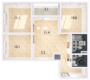 ЖК «А101 Всеволожск», планировка 4-комнатной квартиры, 66.00 м²