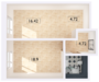 ЖК «Ильинойс», планировка 2-комнатной квартиры, 35.49 м²