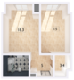 ЖК «Событие», планировка 1-комнатной квартиры, 47.00 м²