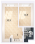 ЖК «Полар», планировка 1-комнатной квартиры, 35.00 м²