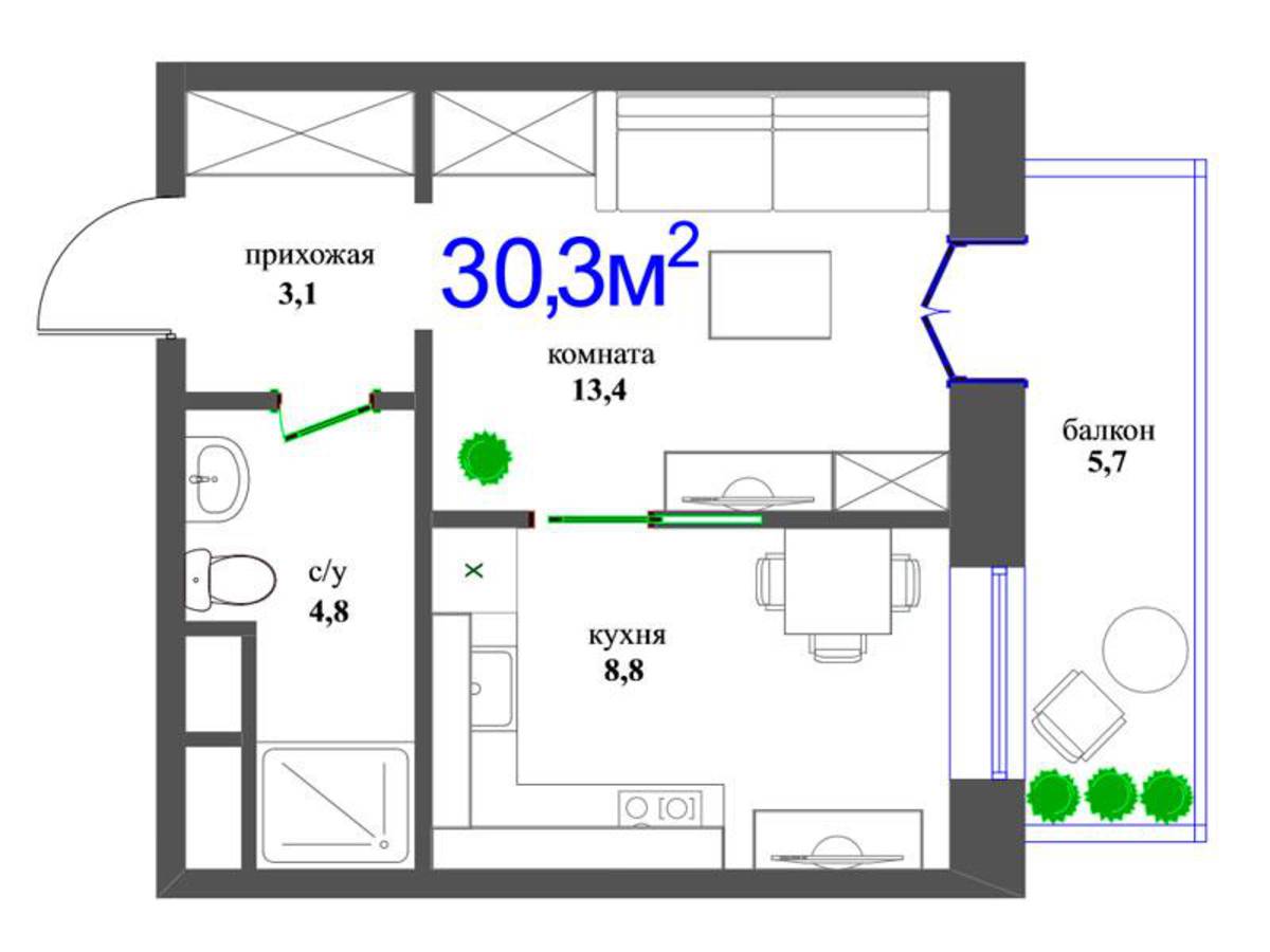 Проект дома 30 м2